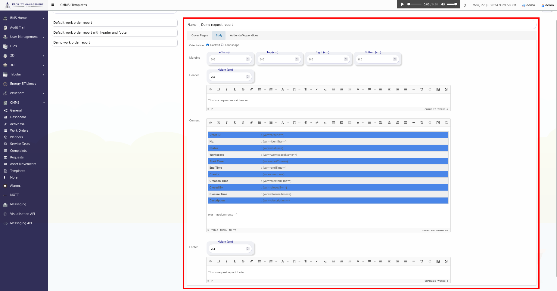Customise template