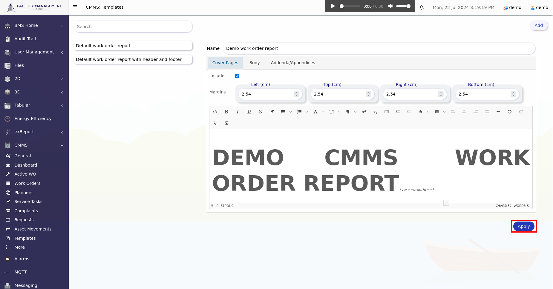 Apply duplicating of build-in template