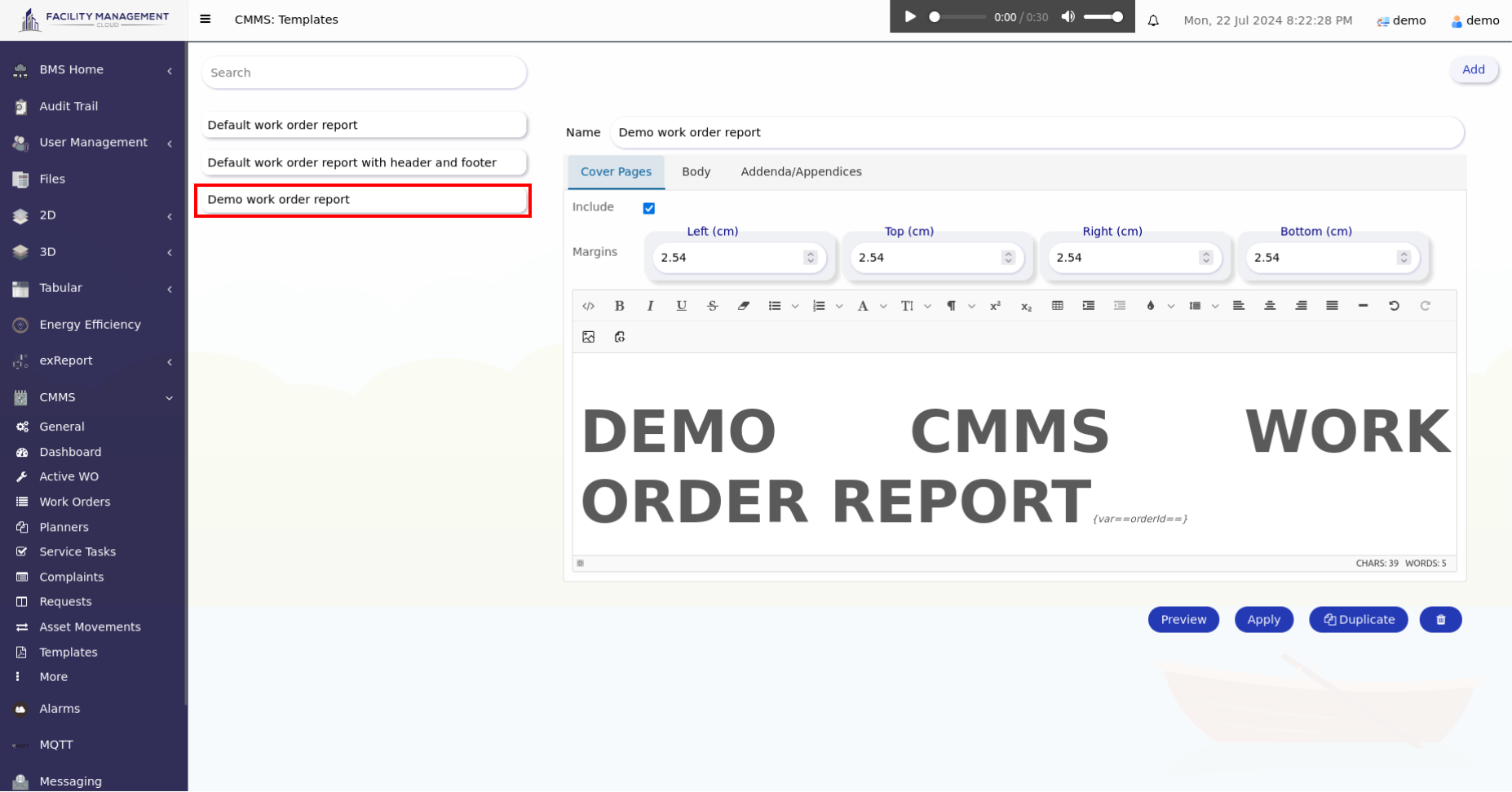 Showing new duplicated template