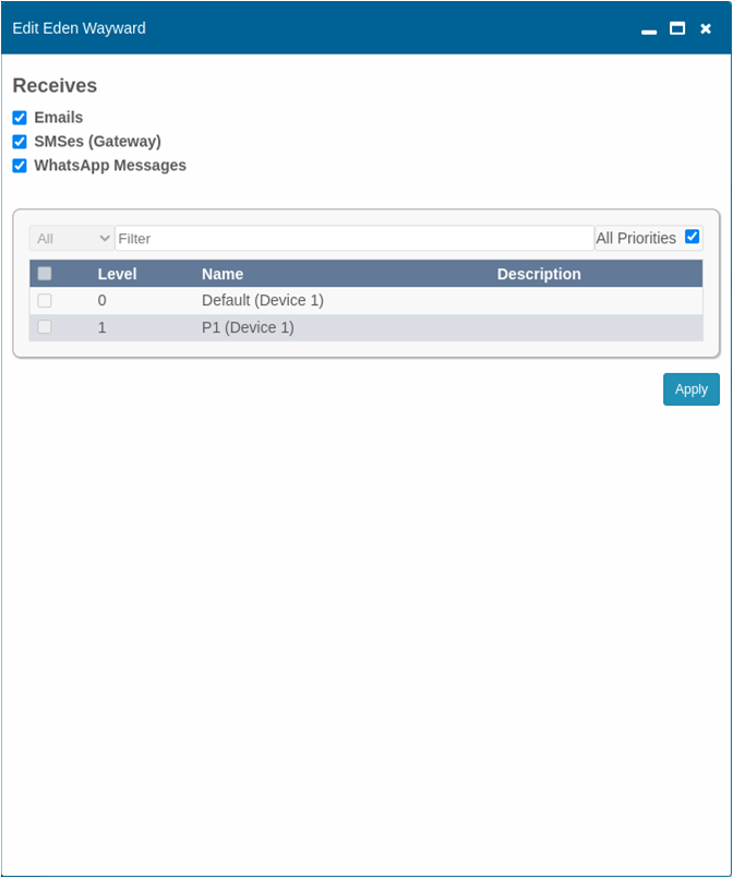 Recipient editing window