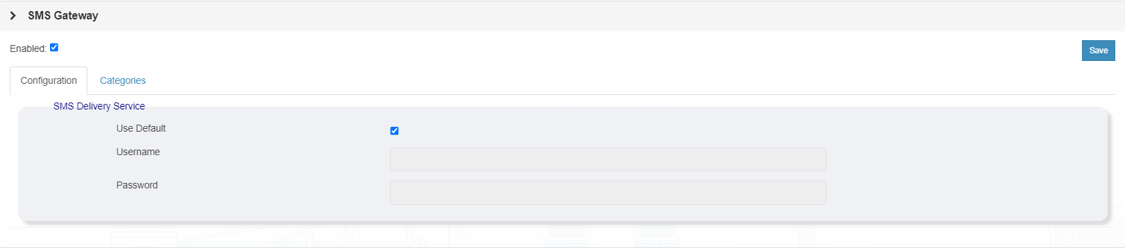 Messaging SMS Gateway Configuration