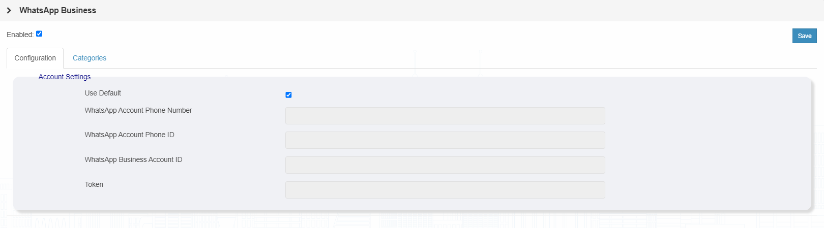 Messaging WhatsApp Configuration