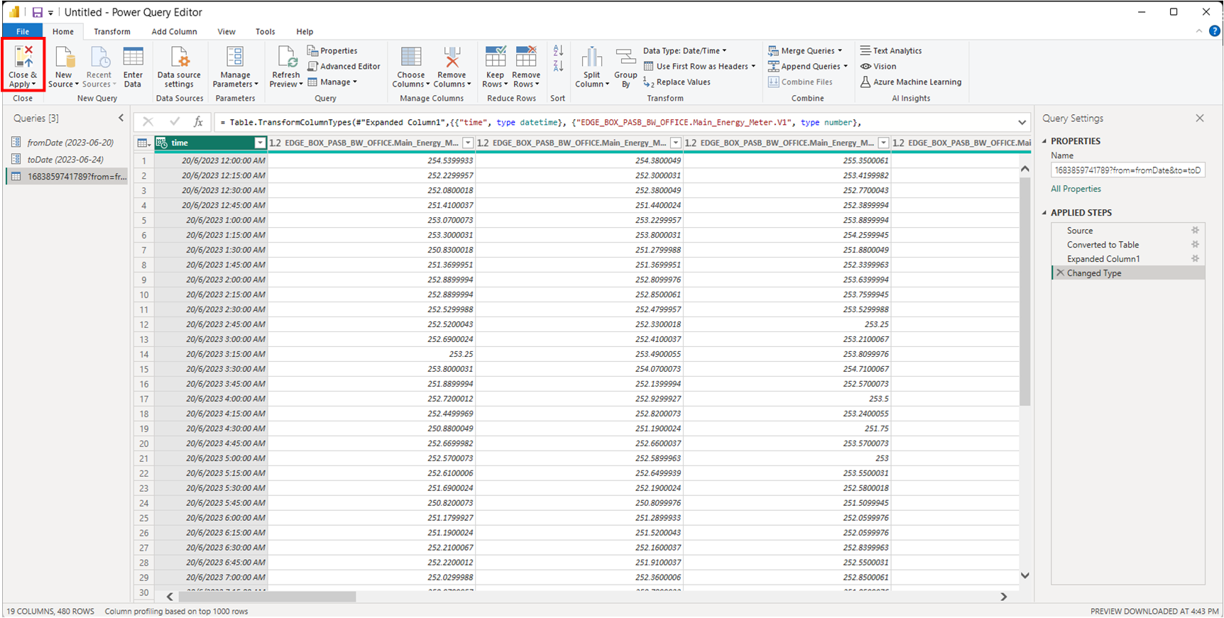 Close & Apply in Power BI